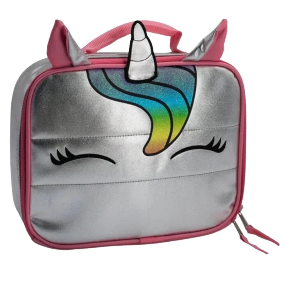 Pretty Pink Unicorn Lunch Box Girls Insulated School Tote Bag for Lunches NEW